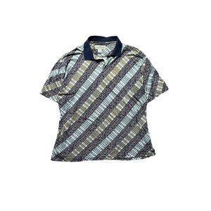 Natural Issue Men's Geometric Striped Polo Shirt Multicolor Size L